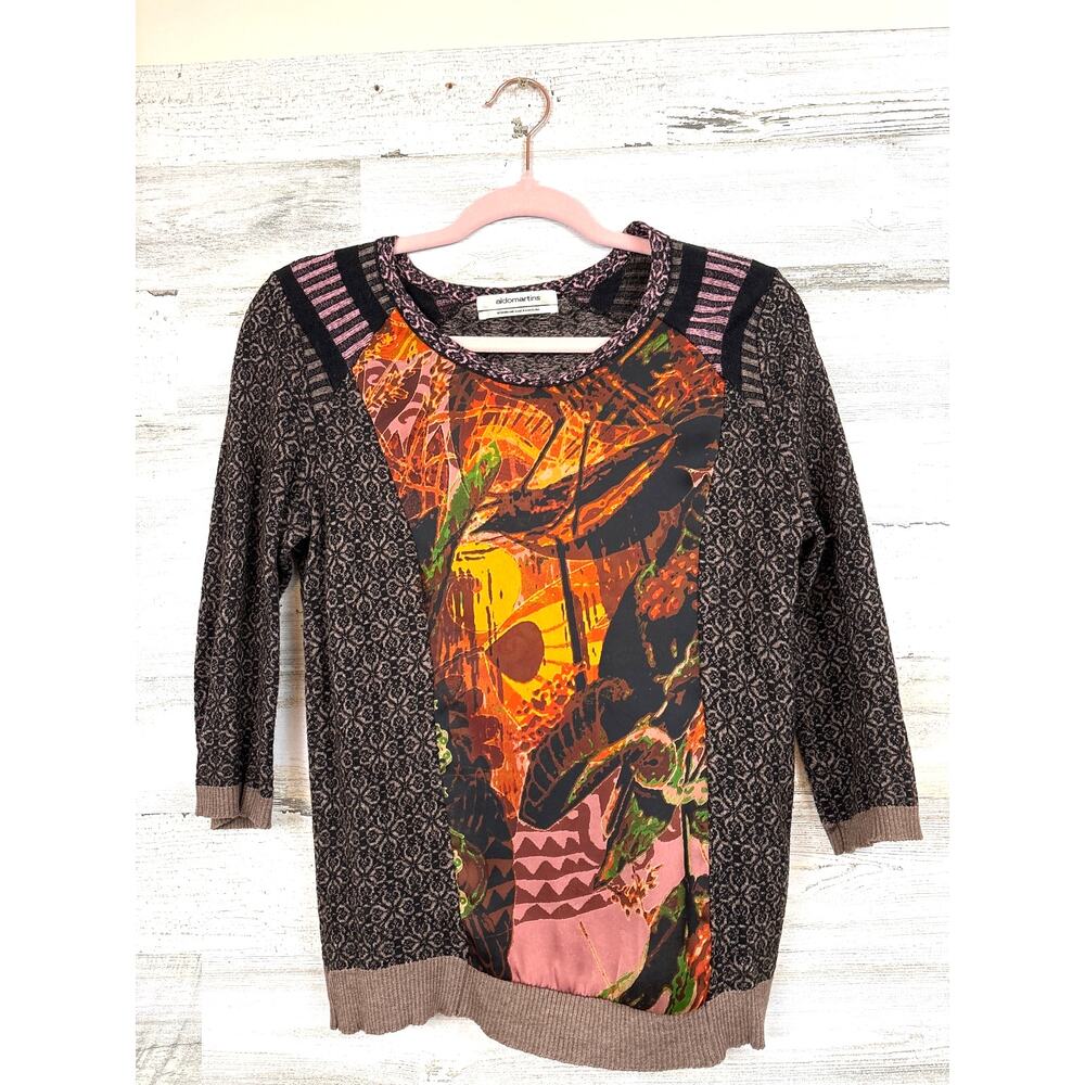 Save The Queen Aldomartins Womens S M Abstract Blouse Lightweight Artistic Top